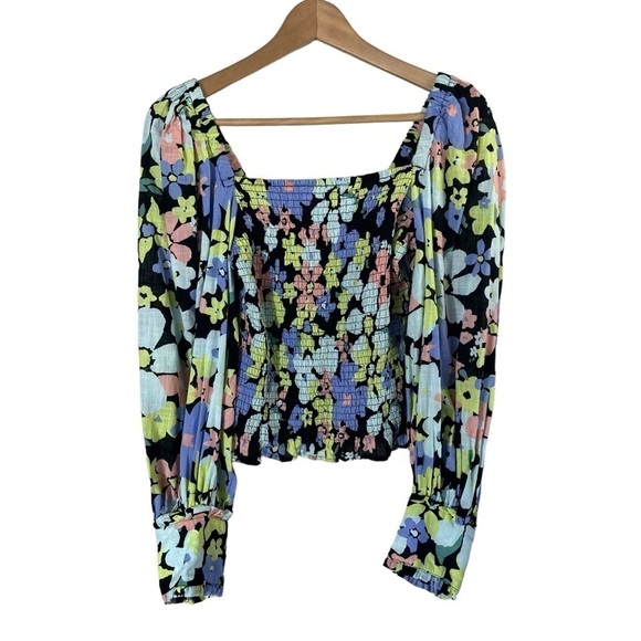 FREE PEOPLE Ariana Print Smocked Elastic Top OB1340366 - Picture 3 of 10